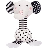 D-KINGCHY Baby Toys 0-12 Months, Black and White Newborn Toys, Soft Plush Rattle Stuffed Animal Toy with Teether and Sound, Developmental Hand Grip Toys (Elephant)