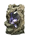 Alexander Log Fountain - LED Lights Included. Calming Waterfall Feature Great for Gardens and Patios. Realistic Hand Crafted Design. Easy to Set Up. Pump Included.
