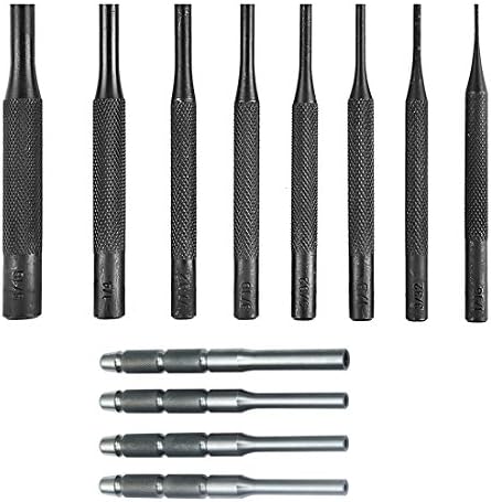 Xage 8 Pieces Pin Punch Set and 4 Pieces Hollow End Starter Punch Tool for Woodwork/Machinery /Gunsmith/Repairs and Crafts with Carry Case