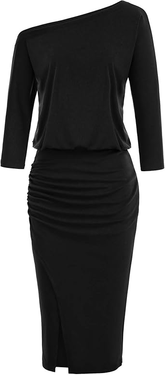 cross over off shoulder ruched bodycon dress
