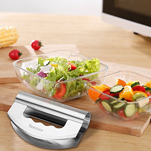 Mezzaluna Chopper Samshow Salad Chopper knife with Double Blade Protective Covers Stainless