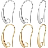 Beebeecraft 40Pcs 2 Colors French Earring Hooks 18K Gold & 925 Sterling Silver Plated Brass Ear Wires with 2mm Loops Findings Connector Accessories for Jewelry Making Earring DIY Craft 18 Gauge