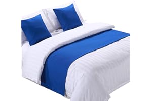 Zhiyuan Solid Linen-Like Hotel Bed Foot Runner Home Decorative Bed Scarf Dining Table Runner 19.5"x102", Royal Blue