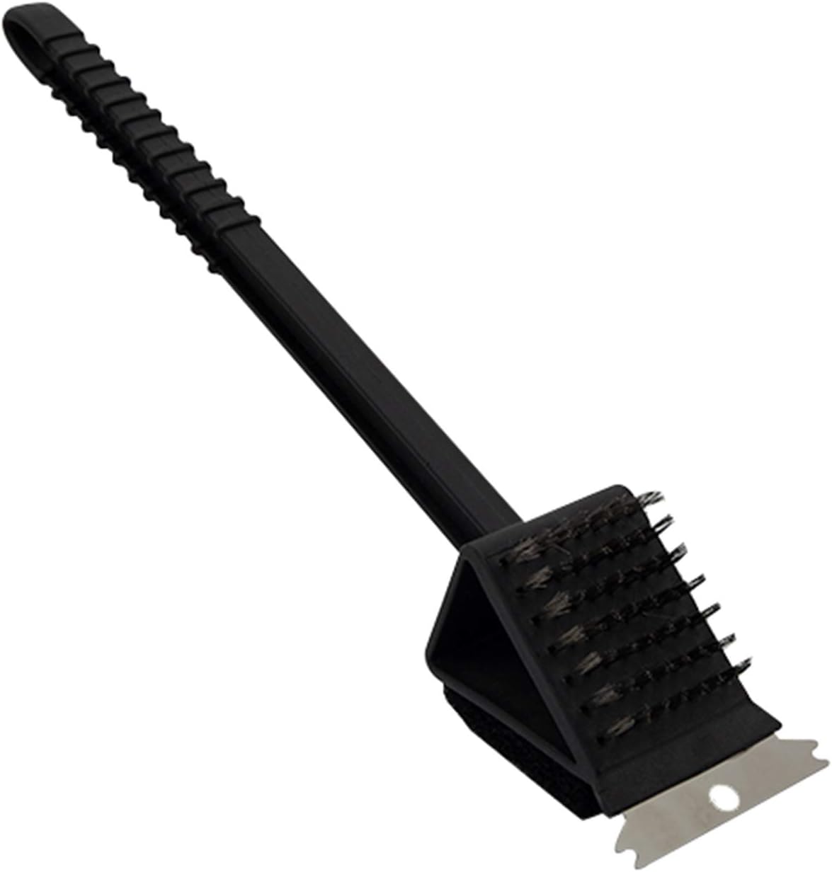 BAR B KING 3 in 1 BBQ Cleaning Tool with Integral Steel Scraper, Black