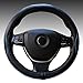 Leather Steering Wheel Cover - Universal 15 Inch Steering Wheel Cover For Car Truck Suv Fit is Nice and Snug (Black&Blue)