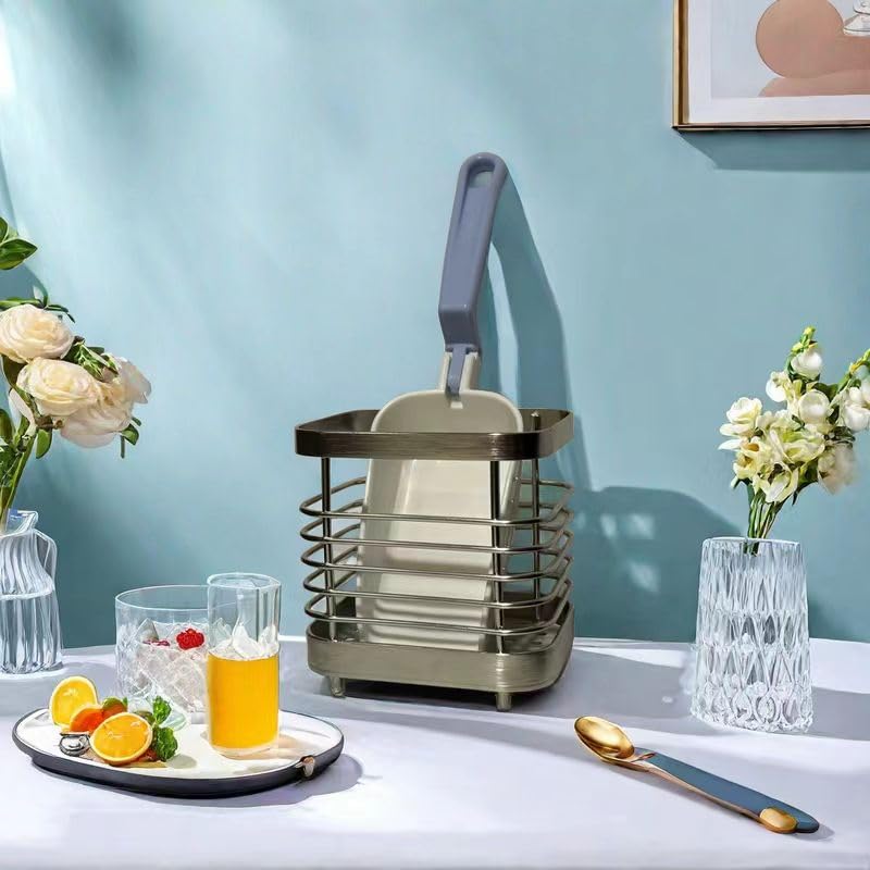 Ice Scoop with Holder Ice Scooper Holder & Ice Scoop 2PCS Set Ice Maker Scoop Holder Scooper Accessory for Frigidaire Counter Top Ice Makers and Machines Kitchen Freezer, Easy Clean Small 8 in Scoop