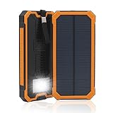 QueenAcc 15000mAh Solar Charger, Solar Power Bank with LED Flashlight Portable Charger, Backup Solar Power Pack, Dual USB Port Solar Battery Charger for Smart phones and Other USB Devices(orange)