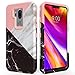 LG G7 Case,LG G7 ThinQ Case,SLMY(TM) Fashion Marble Armor Shockproof Heavy Duty Shock Resistant Hybrid Soft Silicone Hard PC Cover Case for LG G7 ThinQ 2018-Marble Rose Gold