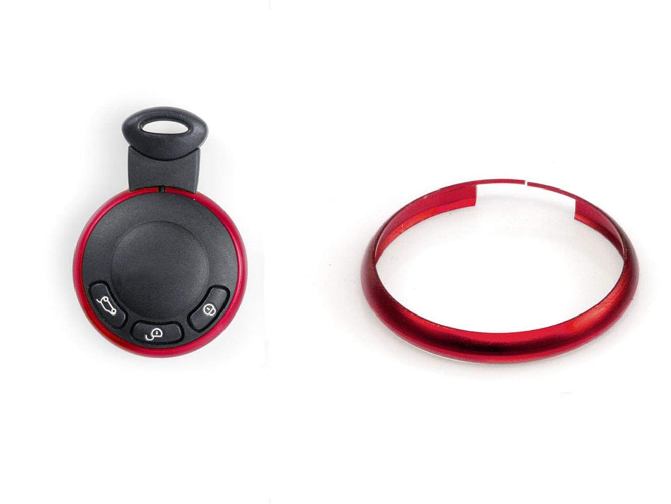 Oldbones Alumnium Smart Key Fob Ring Rim Trim Cover Replacement For R55 R56 R57 R58 R59 R60 In Red