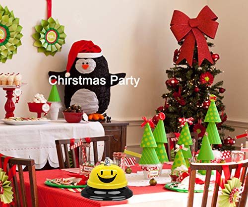 Wekoil Call Bell Smiley Face Desk Service Bell Ding Bell for Restaurant Hotel Room Kitchen Party School Classroom Office Elderly Teachers Students Large Yellow Emoji Bell,3.3 inch Yellow - Thumbnail 6