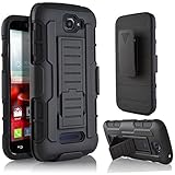 Alcatel One Touch Fierce 2 Case, StarShop IRobot Dual Layer Holster Case with Kickstand and Locking Belt Swivel Clip+Premium Screen Protector Black