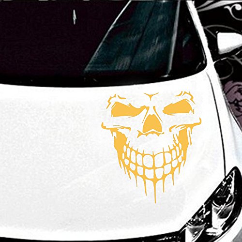 Aobiny Car Stickers,Vehicle Decals Vinyl Skull Skeleton Body Decal Reflective Car Stickers Vehicle Styling Removable Waterproof Sticker (Yellow)