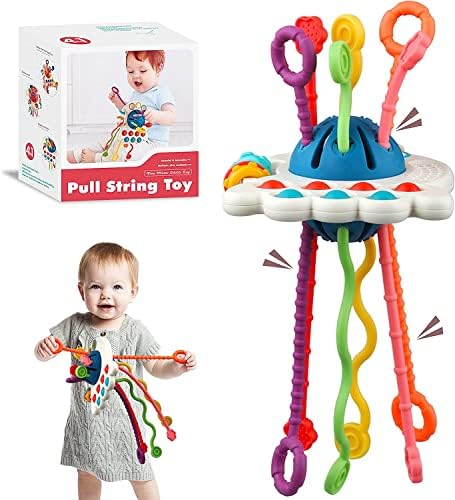 DMG Baby Montessori Silicone Toy -Travel Pull String Activity Toy