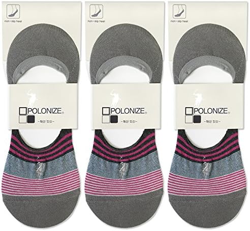 POLO NIZE - 3 Pairs Mens Fashion No Show Liner Peds Fake SocksHeel Silicon Non-Slip Grips (Pink)