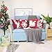 sykting Red Christmas Pillow Covers 18x18 Inch with Raised Embroidery Snowflakes Reindeer Sledge Holiday Pillow Covers for Winter Decorations Set of 4