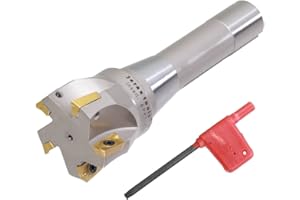 Jerax tools R8 Shank Indexable 2" End Mill, 2" Diameter 90 Degree High Speed Milling Cutter with Replaceable Carbide Insert