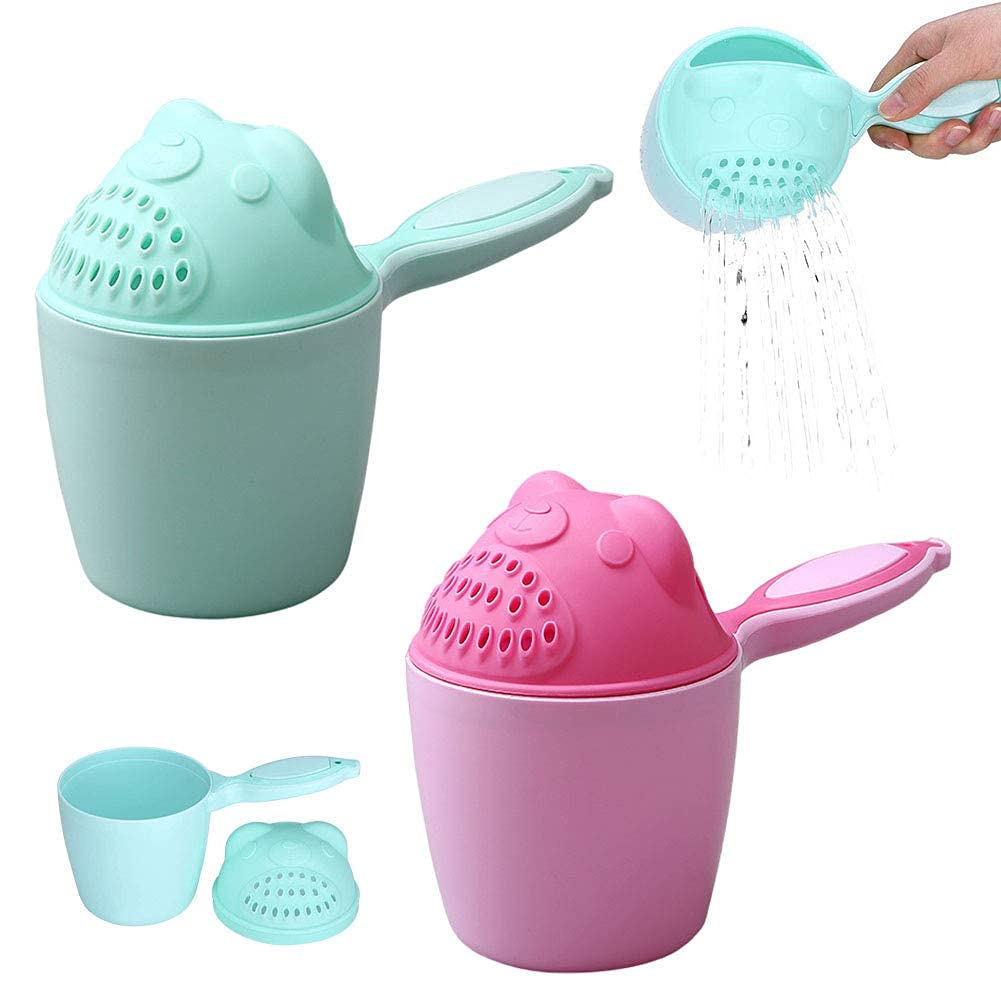 LATRAT Pack of 2 Children's Hair Washing Cups, Washing Cups, Bathroom, Water Cup, Portable, Watering Can Rinser Cup, Flusher Cup, Protection Eye Wash Cup for Toddlers