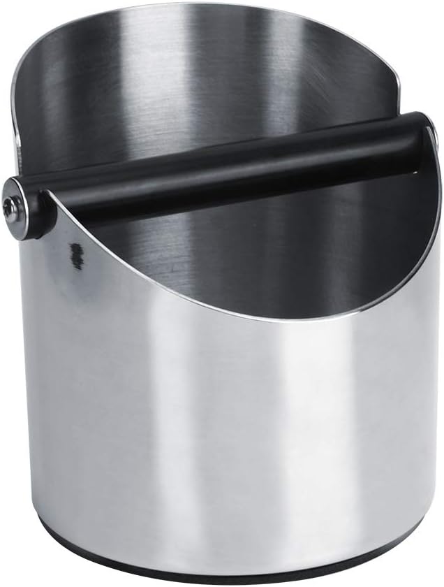 Thicken Round Stainless Steel Coffee Knock Box Coffee Grounds Bucket Durable Coffee Knock Container 158x140mm(#1)