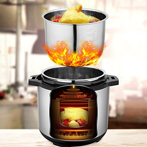 10-in-1 Intelligent Pressure Cooker, Slow Cooker, Rice Cooker, Steamer, Fryer, Yogurt Maker and Warmer; 6 Qt, 1000W