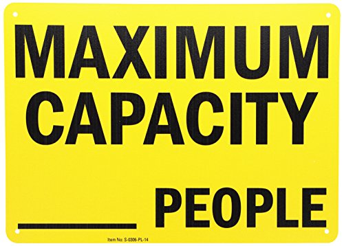 SmartSign10 x 14 inch “Maximum Capacity ….. People” Write-On Sign, Digital Printing, 55 mil HDPE Plastic, Black and Yellow