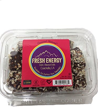 Date Almond Rolls 14rolls, Fresh Energy by Caramel Naturel, Net Wt 12oz