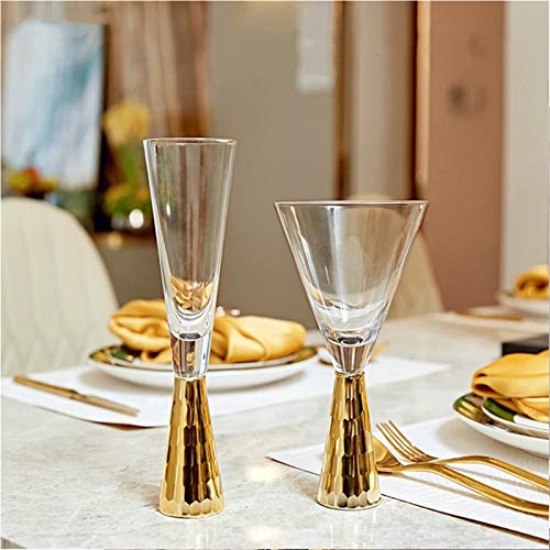 KJGHJ Weingläser aus Glas, goldfarben, Familienfeier, Champagnergläser, Bar, Whiskey, Cocktailgläser, Martinigläser… – Bild 5