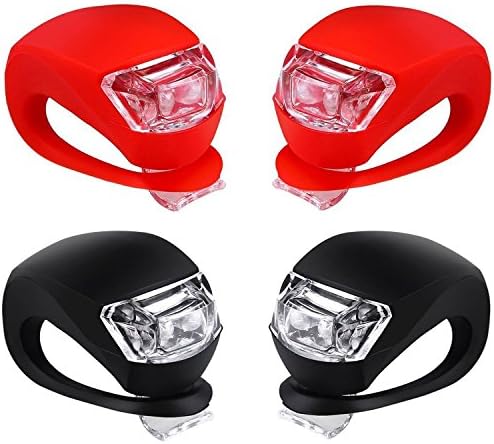 Bicycle Light Front and Rear Silicone LED Bike Light Set - Bike Headlight and Taillight,Mountain Bike Lights,Batteries Included,4 Pack