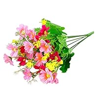 Ameesi 1 Bouquet 28 Heads Artificial Daisy Silk Cloth Flower Sweet Wedding Party Decor - Rose Red