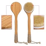 VASLON Bath Body Brush Boar Bristles Exfoliating Body Massager with Long Wooden Handle Back Brush Shower Brush VASLON