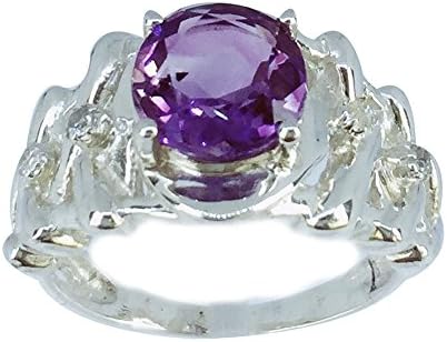 Natural Amethyst And White Zircon 925 Sterling Silver Ring (Untreated)