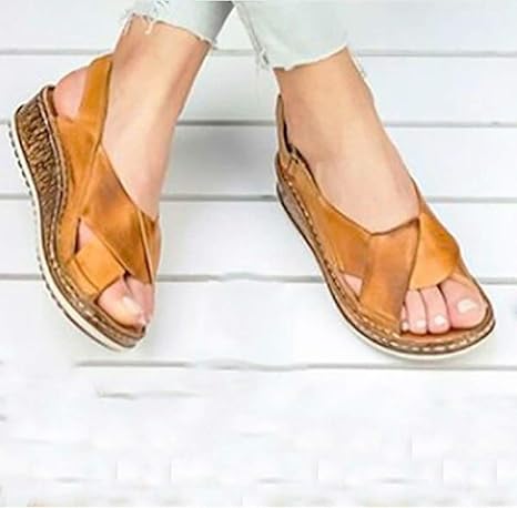 Amazon Co Jp 女性用フラットサンダルオープントゥスライドhバンドレザースリップオンサマースリッパシューズボヘミアサンダル人気のひもサンダルビーチシューズスリッパ イエロー 36 ホーム キッチン