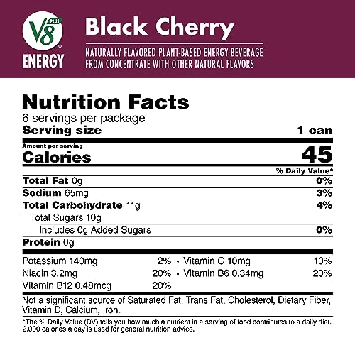 V8 ENERGY BLACK CHERRY ENERGY DRINK, 8 FL OZ CAN (6 PACK)