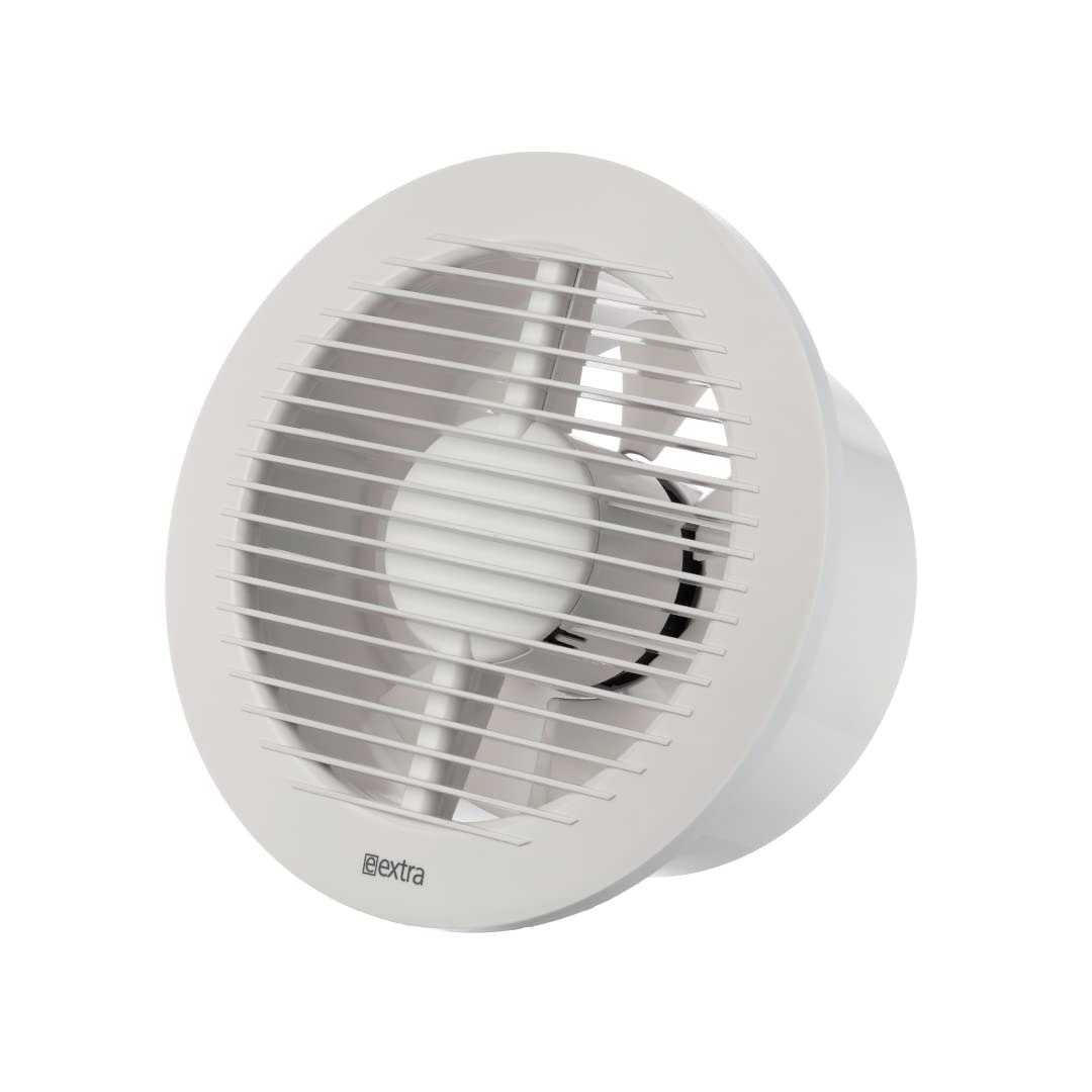 Europplast 150mm Bathroom Fan with Humidity Sensor and Timer - Round Front 6 Inch Extractor Fan - White