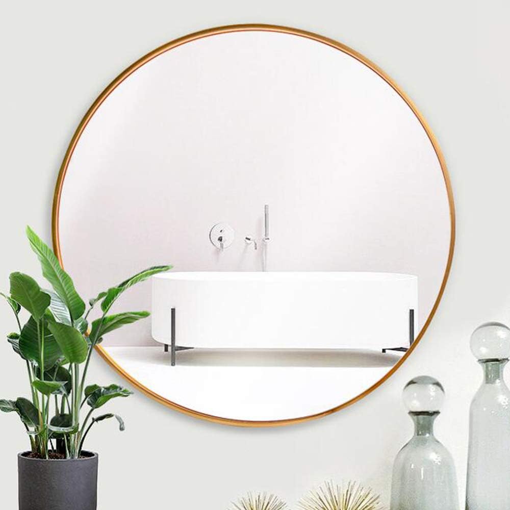 MEMOLIN Round Wall Mirror 24 Inch Large Metal Frame Rustic Accent Mirror Wall-Mounted Vanity Mirror for Bathroom, Entryway, Dining Room, Living Room, Gold: Home & Kitchen
