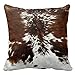 Leaveland Throw Pillowcase 16 x 16 Tri Color Brown Cowhide Print Throw Pillow Cover