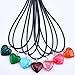 Outus 0.63 Inch Heart Stone Pendants Assorted Color Chakra Beads Crystal Charms with 18 Inch Black Braided Imitation Leather Cord Necklace Chain, 20 Pieces