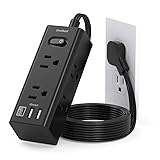 5Ft Extension Cord with Multiple Outlets, Flat Plug