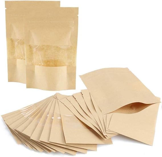 DHTU 50PCs Selbst Sealing Kraft Paper Bag Lebensmittel-Speicher-Beutel