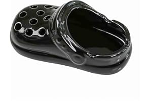 WUWENKK Croc Shoe Ashtray Ceramic - 4 Color Clog Shaped Smoking Tray, Windproof Outdoor & Indoor Use with Non-Slip Base, Funny Home Office Desk Decor Gift for Men Women (Stealth Black)