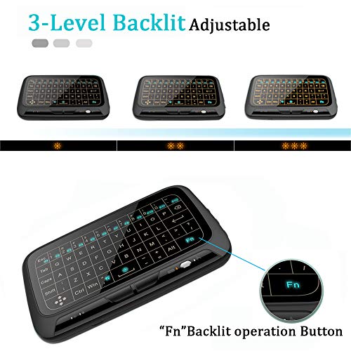 ILEBYGO 2.4Ghz Mini Wireless Keyboard Touchpad Combo with 3 Level Backlit Rechargeable Full