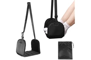 Adjustable Under Desk Footrest with Portable Storage Bag for Office and Airplane Travel, Comfortable Support for Adults(Black