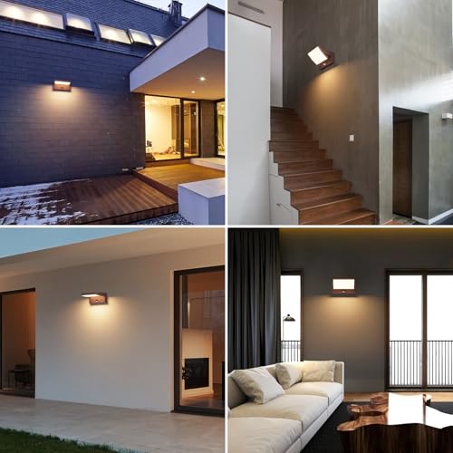 Klighten Outdoor Lamps with Motion Sensor, 24W LED Outdoor / Indoor Wall Light IP65, Aluminium Wall Light for Entrance Terrace, Bronze, 1500 Lumens, Warm White 3000K