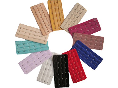 Ewandastore 10pcs Assorted Colors Women 6 Hook 3 Rows Spacing Bra Extender Strap