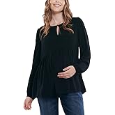 Motherhood Maternity Womens Long Sleeve Empire Waist Keyhole Woven Pregnancy Blouse