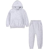 ZFTTZYMX Youth 2Pcs Brushed Fleece Sweatsuit Hooded Pullover Tracksuit Kids Boys Girls Sweatshirt + Pants Outfits Set