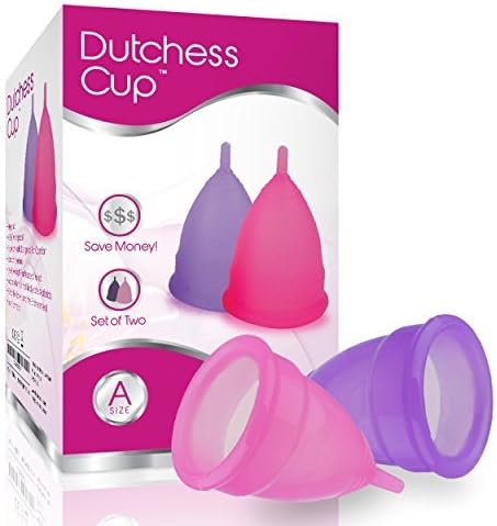Dutchess Menstrual Cups Set of 2 with Free Bag - Large Size A - Best Alternative Protection to Tampons and Cloth Sanitary Napkins - Post Childbirth Size by Dutchess Menstrual Cup