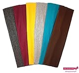 Cotton Headbands 6 Pack Stretch Elastic Yoga Soft and Stretchy Sports Fashion Headband for Teens Women Girls by Kenz Laurenz