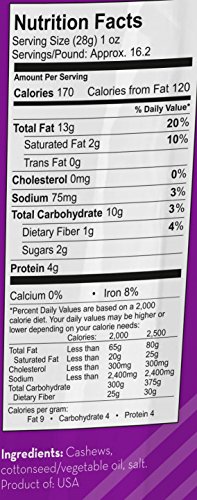 Cashews Roasted Whole Salted 1 LB (Pack of 2) Resealable Bag Fancy premium Cashews, By I'm A Nut