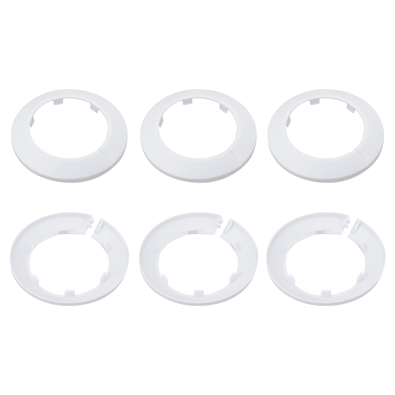 DTGN 115x13mm(DxT) Pipe Cover Decoration - 6Pack - Good for Bathroom Kitchen 75mm Dia Pipe - PP Plastic Escutcheon - White