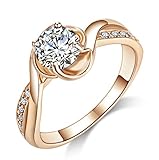 Acefeel Fashion Gold Cubic Zirconia Promise Engagement Wedding Ring Mother's Day Gift Size 12
